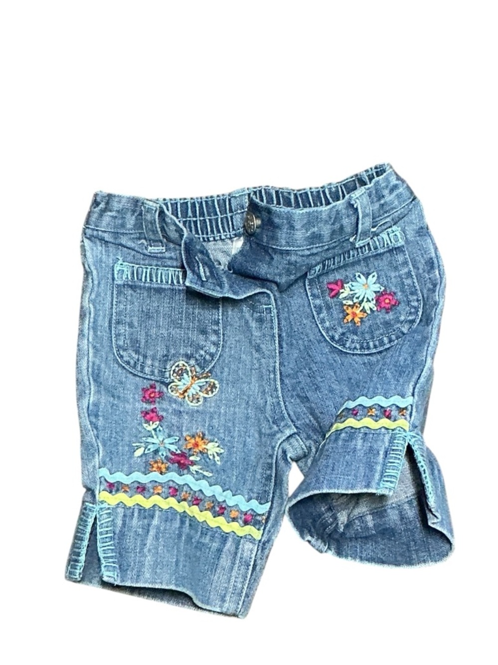 Koala Kids Light Denim Baby Shorts with Faint Embroidery